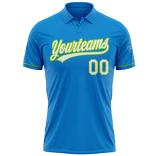 Load image into Gallery viewer, Custom Blue White-Neon Green Performance Vapor Golf Polo Shirt
