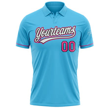 Load image into Gallery viewer, Custom Sky Blue Pink-Black Performance Vapor Golf Polo Shirt