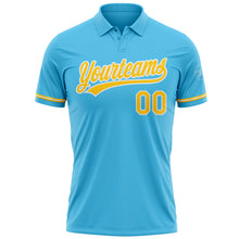 Laden Sie das Bild in den Galerie-Viewer, Custom Sky Blue Yellow-White Performance Vapor Golf Polo Shirt