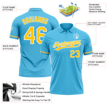 Laden Sie das Bild in den Galerie-Viewer, Custom Sky Blue Yellow-White Performance Vapor Golf Polo Shirt