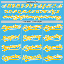 Laden Sie das Bild in den Galerie-Viewer, Custom Sky Blue Yellow-White Performance Vapor Golf Polo Shirt