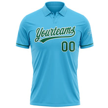Load image into Gallery viewer, Custom Sky Blue Kelly Green-White Performance Vapor Golf Polo Shirt
