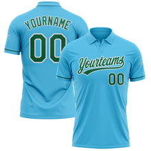 Load image into Gallery viewer, Custom Sky Blue Kelly Green-White Performance Vapor Golf Polo Shirt