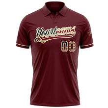 Загрузить изображение в средство просмотра галереи, Custom Burgundy Vintage USA Flag-Cream Performance Vapor Golf Polo Shirt