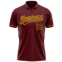Загрузить изображение в средство просмотра галереи, Custom Burgundy Yellow Performance Vapor Golf Polo Shirt