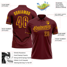Загрузить изображение в средство просмотра галереи, Custom Burgundy Yellow Performance Vapor Golf Polo Shirt
