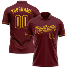 Загрузить изображение в средство просмотра галереи, Custom Burgundy Yellow Performance Vapor Golf Polo Shirt