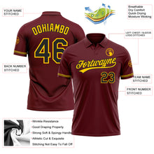 Загрузить изображение в средство просмотра галереи, Custom Burgundy Black-Yellow Performance Vapor Golf Polo Shirt