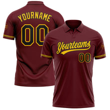 Загрузить изображение в средство просмотра галереи, Custom Burgundy Black-Yellow Performance Vapor Golf Polo Shirt