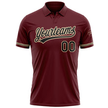Загрузить изображение в средство просмотра галереи, Custom Burgundy Black-City Cream Performance Vapor Golf Polo Shirt