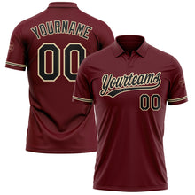 Загрузить изображение в средство просмотра галереи, Custom Burgundy Black-City Cream Performance Vapor Golf Polo Shirt