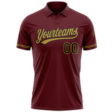 Загрузить изображение в средство просмотра галереи, Custom Burgundy Black-Old Gold Performance Vapor Golf Polo Shirt