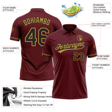 Загрузить изображение в средство просмотра галереи, Custom Burgundy Black-Old Gold Performance Vapor Golf Polo Shirt