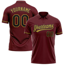 Загрузить изображение в средство просмотра галереи, Custom Burgundy Black-Old Gold Performance Vapor Golf Polo Shirt