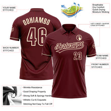 Загрузить изображение в средство просмотра галереи, Custom Burgundy Cream Performance Vapor Golf Polo Shirt