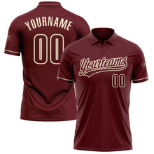 Загрузить изображение в средство просмотра галереи, Custom Burgundy Cream Performance Vapor Golf Polo Shirt