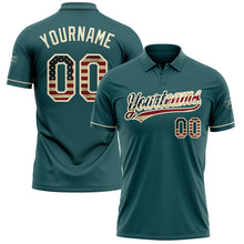 Загрузить изображение в средство просмотра галереи, Custom Midnight Green Vintage USA Flag-Cream Performance Vapor Golf Polo Shirt