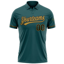 Загрузить изображение в средство просмотра галереи, Custom Midnight Green Black-Old Gold Performance Vapor Golf Polo Shirt
