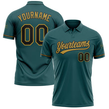 Загрузить изображение в средство просмотра галереи, Custom Midnight Green Black-Old Gold Performance Vapor Golf Polo Shirt