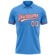 Charger l'image dans la galerie, Custom Powder Blue White-Red Performance Vapor Golf Polo Shirt