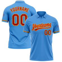 Загрузить изображение в средство просмотра галереи, Custom Powder Blue Red-Gold Performance Vapor Golf Polo Shirt
