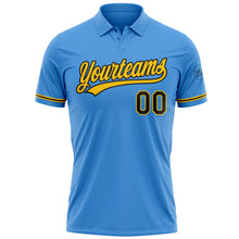 Load image into Gallery viewer, Custom Powder Blue Black-Yellow Performance Vapor Golf Polo Shirt
