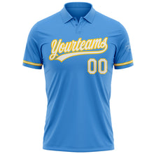 Загрузить изображение в средство просмотра галереи, Custom Powder Blue White-Yellow Performance Vapor Golf Polo Shirt