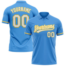 Загрузить изображение в средство просмотра галереи, Custom Powder Blue White-Yellow Performance Vapor Golf Polo Shirt