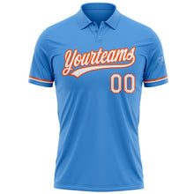 Загрузить изображение в средство просмотра галереи, Custom Powder Blue White-Orange Performance Vapor Golf Polo Shirt