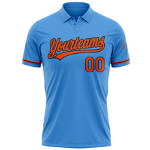 Загрузить изображение в средство просмотра галереи, Custom Powder Blue Orange-Black Performance Vapor Golf Polo Shirt