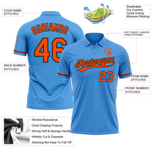 Загрузить изображение в средство просмотра галереи, Custom Powder Blue Orange-Black Performance Vapor Golf Polo Shirt