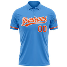 Загрузить изображение в средство просмотра галереи, Custom Powder Blue Orange-White Performance Vapor Golf Polo Shirt