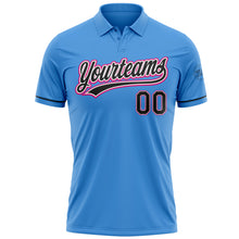 Загрузить изображение в средство просмотра галереи, Custom Powder Blue Black-Hot Pink Performance Vapor Golf Polo Shirt
