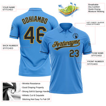 Загрузить изображение в средство просмотра галереи, Custom Powder Blue Black-Old Gold Performance Vapor Golf Polo Shirt