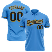 Загрузить изображение в средство просмотра галереи, Custom Powder Blue Black-Old Gold Performance Vapor Golf Polo Shirt