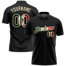 Load image into Gallery viewer, Custom Black Vintage Mexican Flag-City Cream Performance Golf Polo Shirt