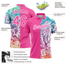 Charger l'image dans la galerie, Custom Pink White 3D Pattern Design Tropical Palm Leaves Performance Golf Polo Shirt