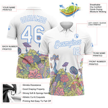 Laden Sie das Bild in den Galerie-Viewer, Custom White Light Blue 3D Pattern Design Colorful Flowers And Mushrooms Psychedelic Hallucination Performance Golf Polo Shirt