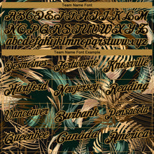 Загрузить изображение в средство просмотра галереи, Custom Black Old Gold 3D Pattern Design Golden And Green Tropical Leaves In The Style Of Jungle And Hawaii Performance Golf Polo Shirt
