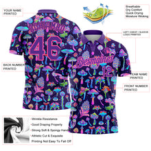 Laden Sie das Bild in den Galerie-Viewer, Custom Purple Pink 3D Pattern Design Magic Mushrooms Psychedelic Hallucination Performance Golf Polo Shirt