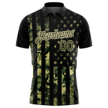 Charger l'image dans la galerie, Custom Camo Olive-Cream 3D American Flag Performance Salute To Service Golf Polo Shirt