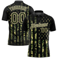 Charger l'image dans la galerie, Custom Camo Olive-Cream 3D American Flag Performance Salute To Service Golf Polo Shirt