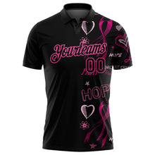 Загрузить изображение в средство просмотра галереи, Custom Black Pink 3D Pink Ribbon Breast Cancer Awareness Month Women Health Care Support Performance Golf Polo Shirt