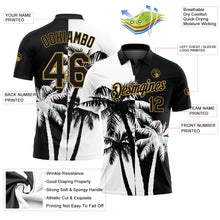 Загрузить изображение в средство просмотра галереи, Custom Black White-Old Gold 3D Pattern Design Hawaii Coconut Trees Performance Golf Polo Shirt