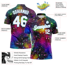 Laden Sie das Bild in den Galerie-Viewer, Custom Galactic White-Light Blue 3D Performance Golf Polo Shirt