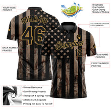 Laden Sie das Bild in den Galerie-Viewer, Custom Camo Black-Old Gold American Flag Performance Salute To Service Golf Polo Shirt