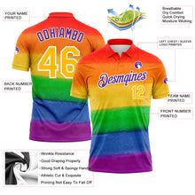 Загрузить изображение в средство просмотра галереи, Custom Rainbow Gold-Purple 3D Pattern Design Pride Month Love Is Love LGBT Performance Golf Polo Shirt