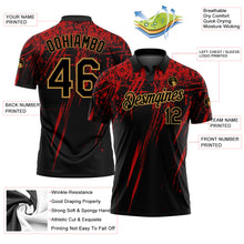 Charger l'image dans la galerie, Custom Black Old Gold-Red 3D Pattern Design Sharp Shape Performance Golf Polo Shirt