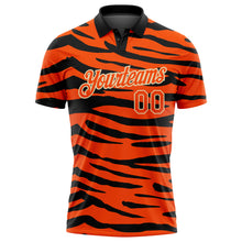 Загрузить изображение в средство просмотра галереи, Custom Orange Cream-Black 3D Pattern Design Tiger Print Performance Golf Polo Shirt