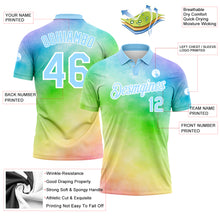 Load image into Gallery viewer, Custom Tie Dye Light Blue-White 3D Rainbow Performance Golf Polo Shirt
